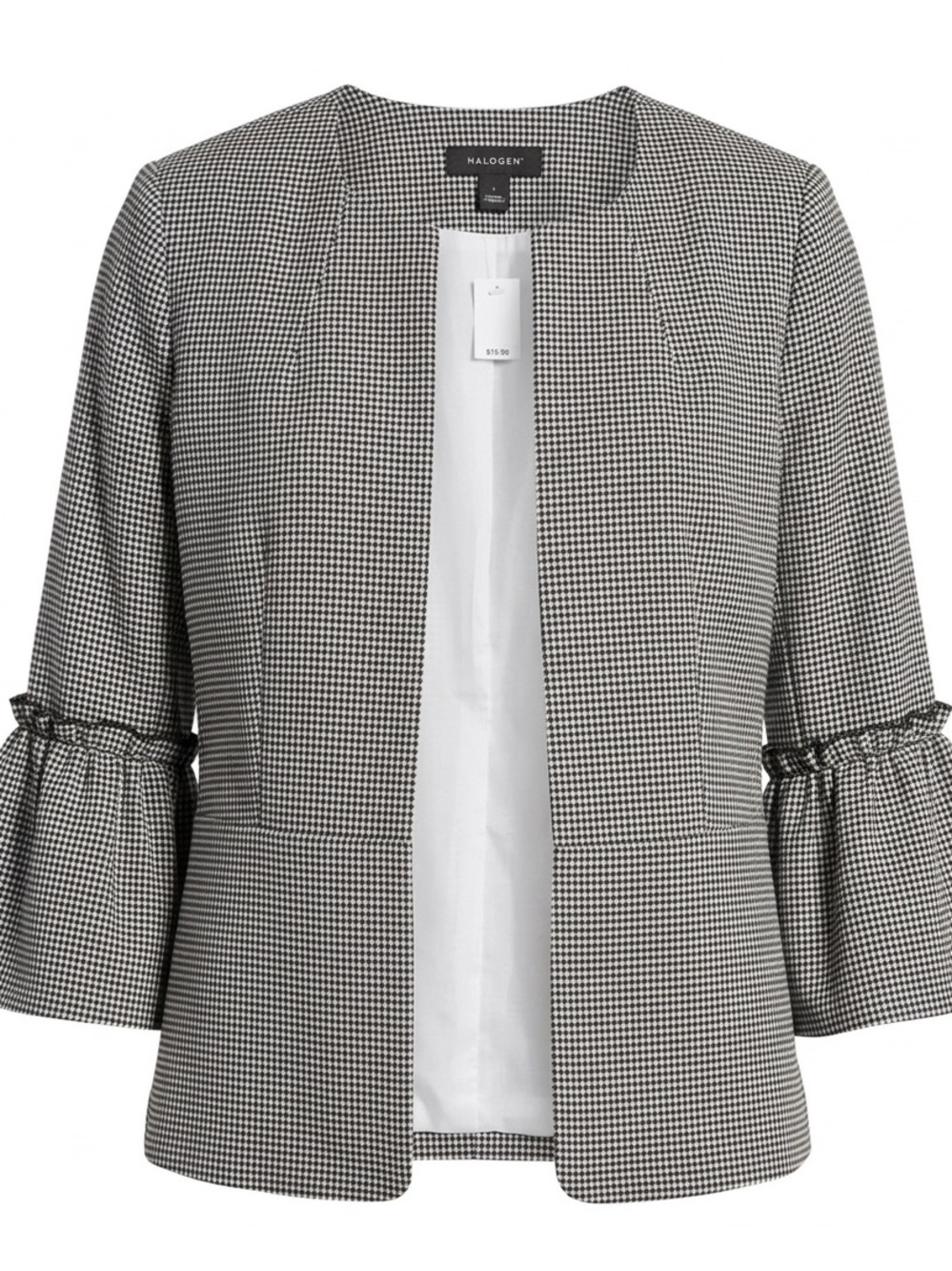 Halogen Crop Checkered Ruffle Back Jacket - Picture 3 of 3